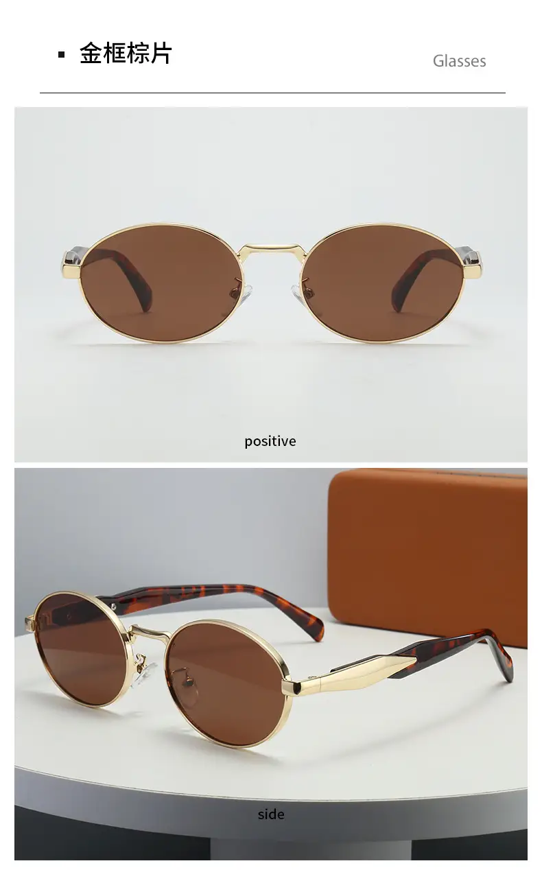 Metal Anti-UV Sunglasses with Rose Gold Tint — feature 13