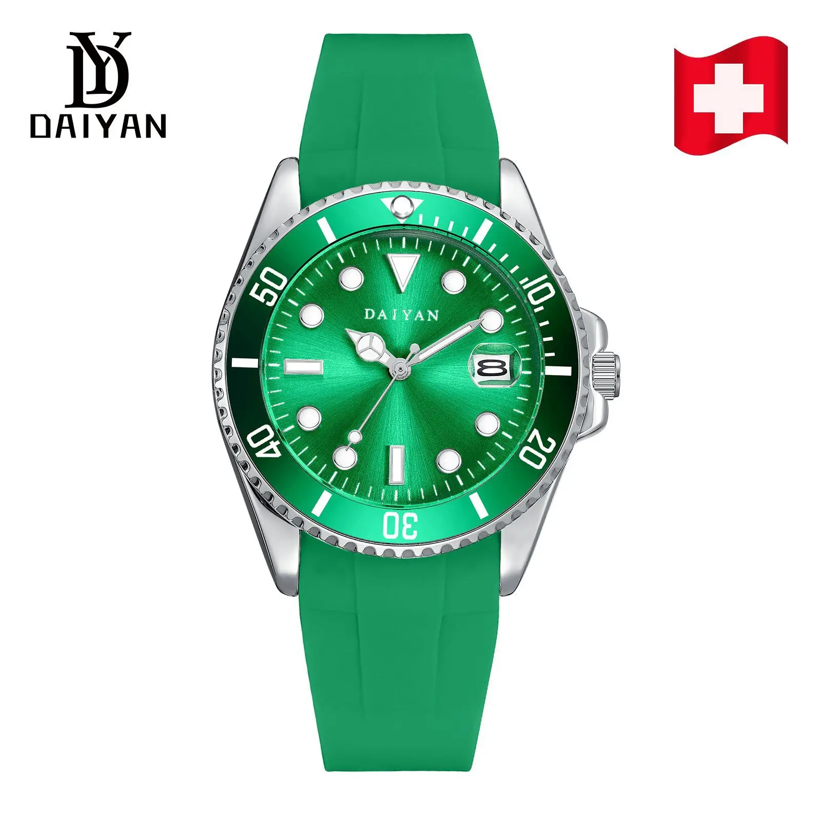 Daiyan Luminous Green Men's Watch Waterproof Quartz Steel Band - Image 2