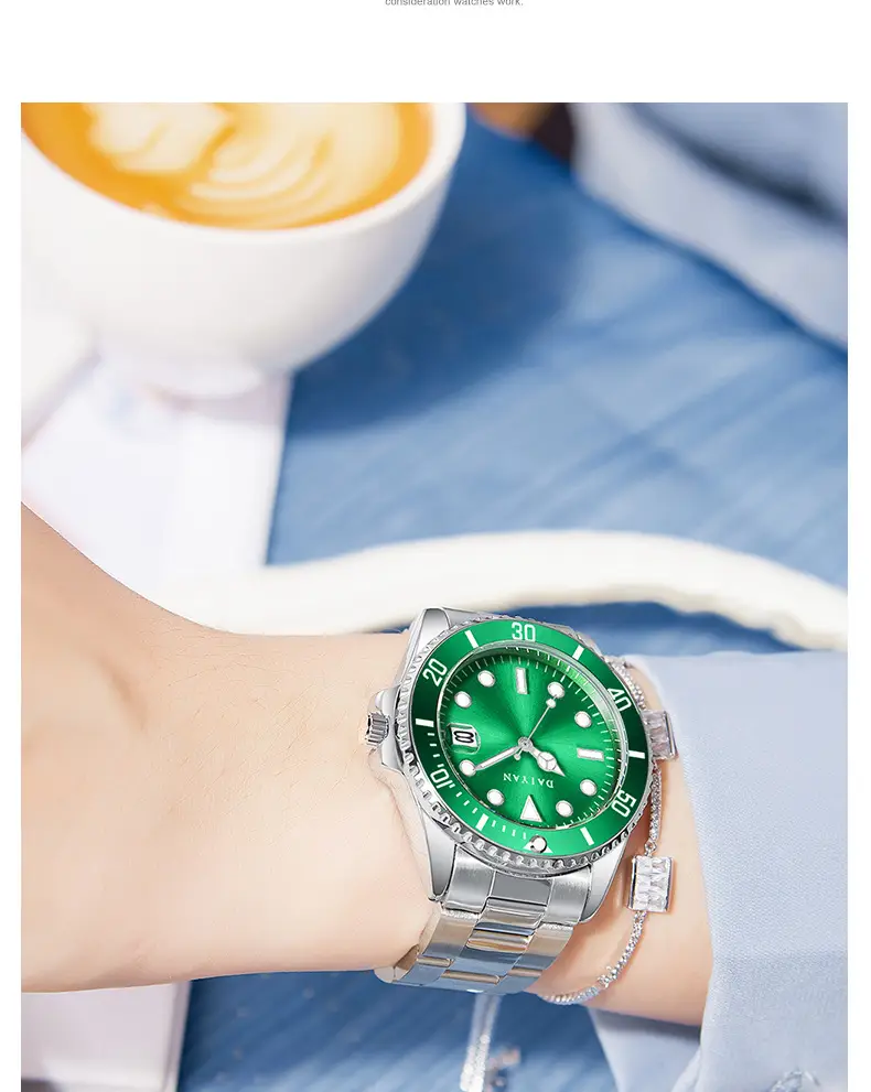 Daiyan Luminous Green Men's Watch Waterproof Quartz Steel Band — feature 13