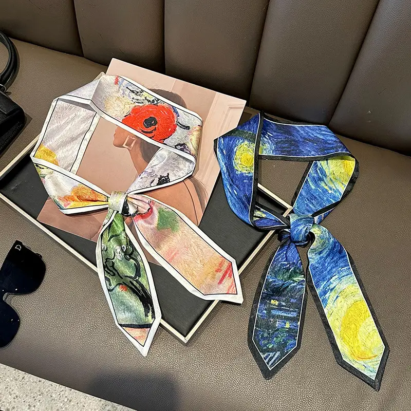 Women's Van Gogh Silk Scarf Pointed Long Belt - Image 15
