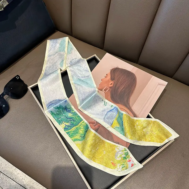 Women's Van Gogh Silk Scarf Pointed Long Belt - Image 9