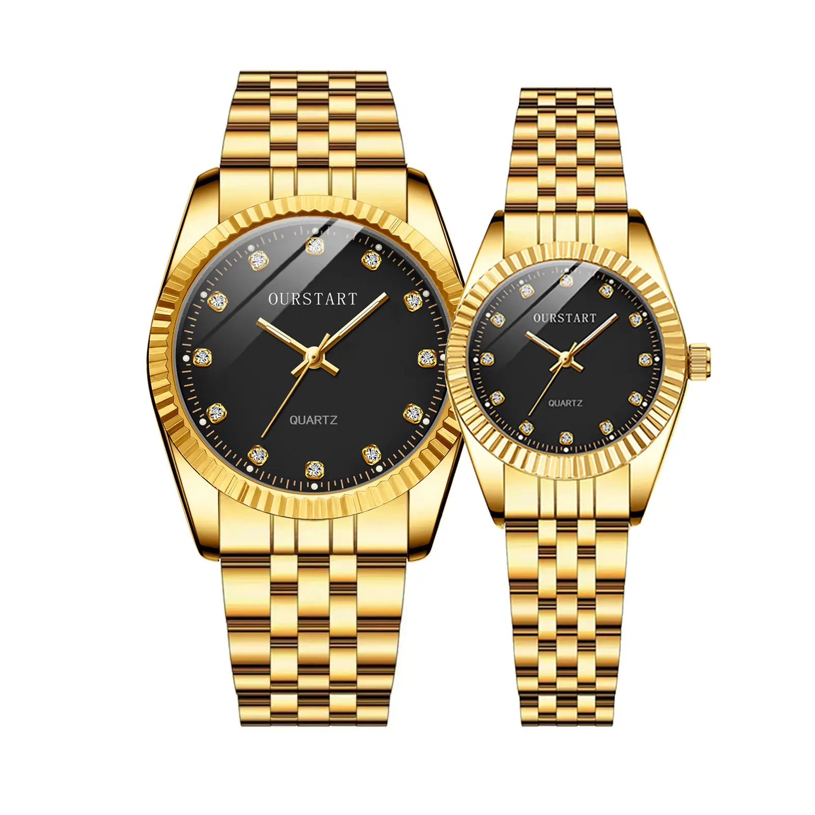 Gold Quartz Couple Watch for Men Women - Image 10