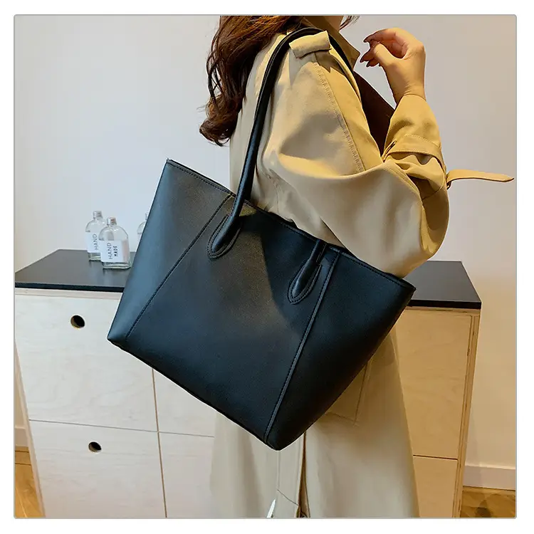 Women's Large Capacity Tote Bag White Brown Handles — feature 14