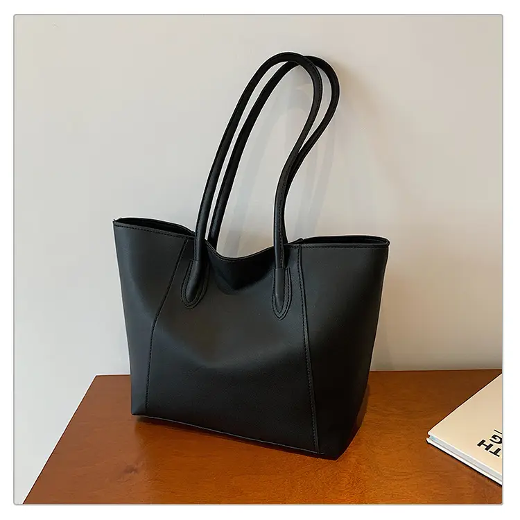 Women's Large Capacity Tote Bag White Brown Handles — feature 20