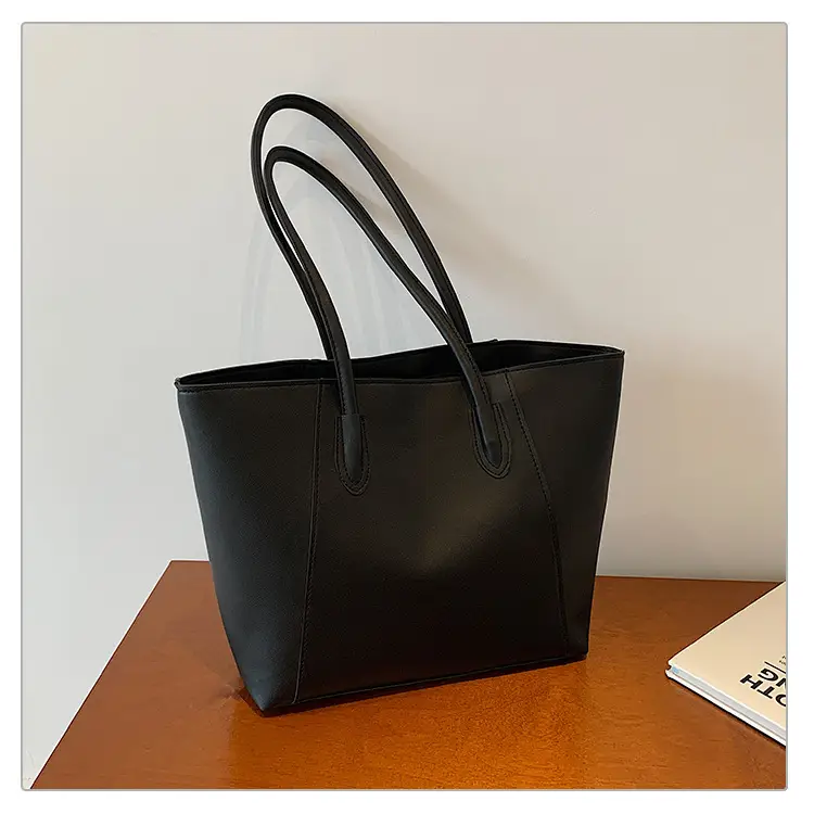 Women's Large Capacity Tote Bag White Brown Handles — feature 21