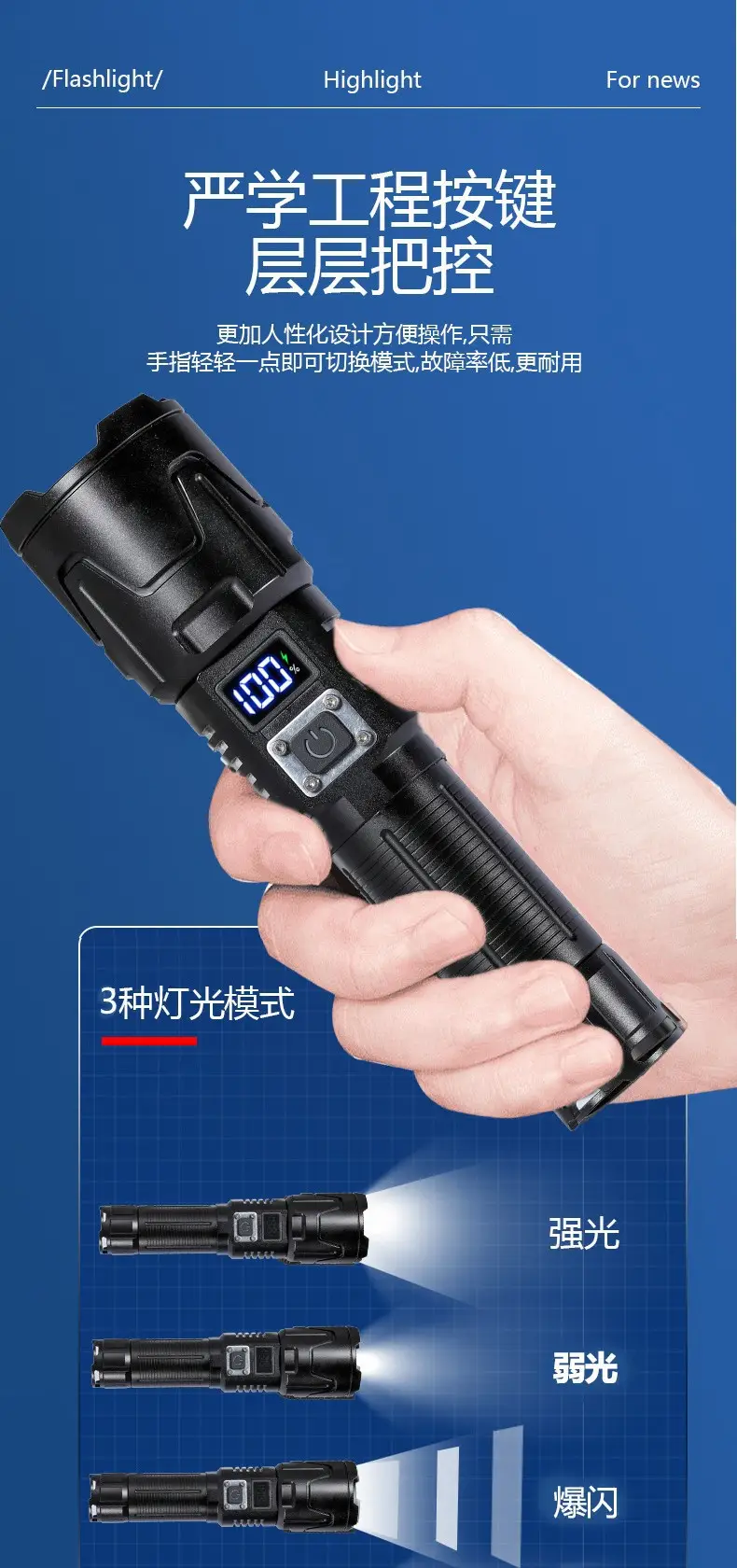 Type-C Flashlight with Laser Beam & Zoom β feature 5