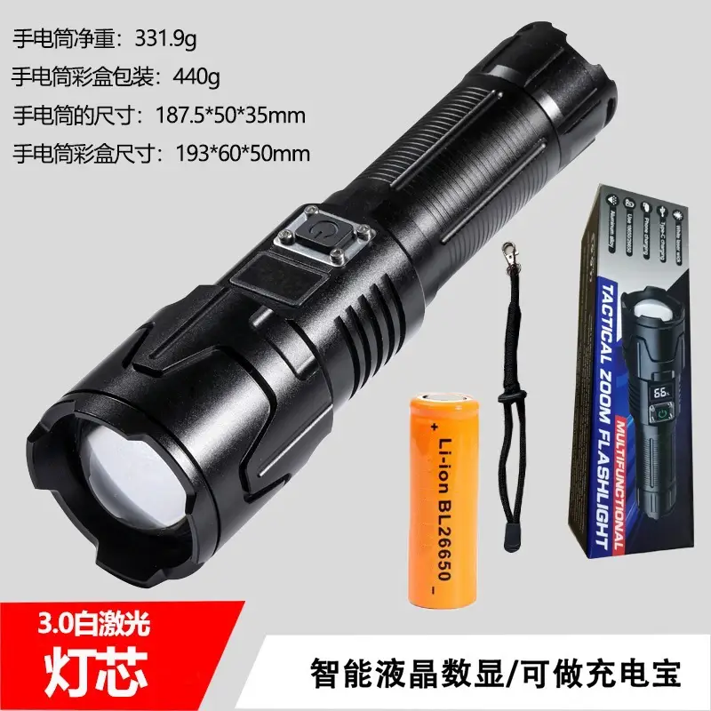 Type-C Flashlight with Laser Beam & Zoom - Image 3