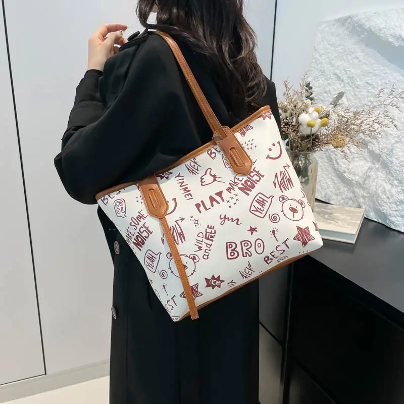 Women Printed Canvas Shoulder Tote Bag 2024 Summer - Image 6