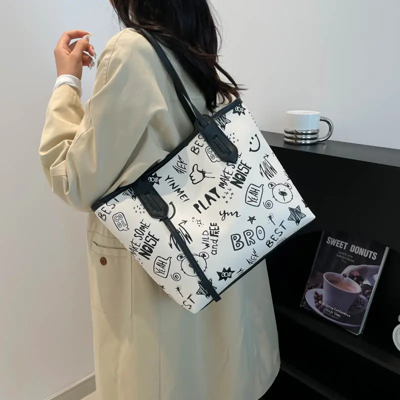 Women Printed Canvas Shoulder Tote Bag 2024 Summer - Image 7
