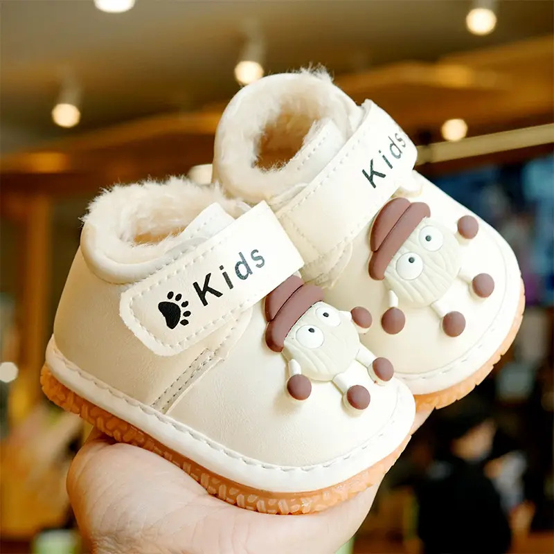 Toddler Winter Fleece Shoes 1-2Yr Non-Slip Soft Sole