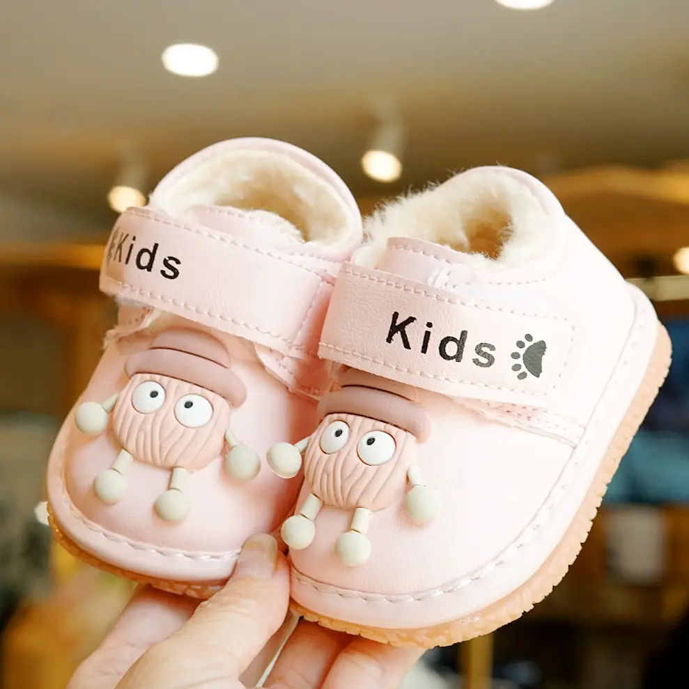 Toddler Winter Fleece Shoes 1-2Yr Non-Slip Soft Sole