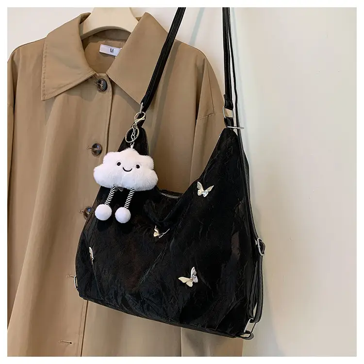 Black Butterfly Decorated Shoulder Bag for Women - Image 2