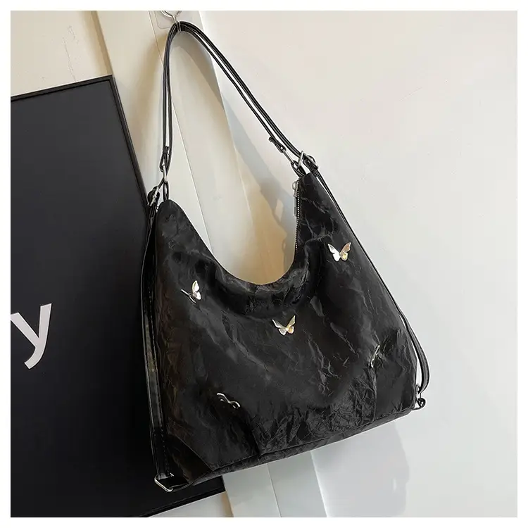 Black Butterfly Decorated Shoulder Bag for Women - Image 6