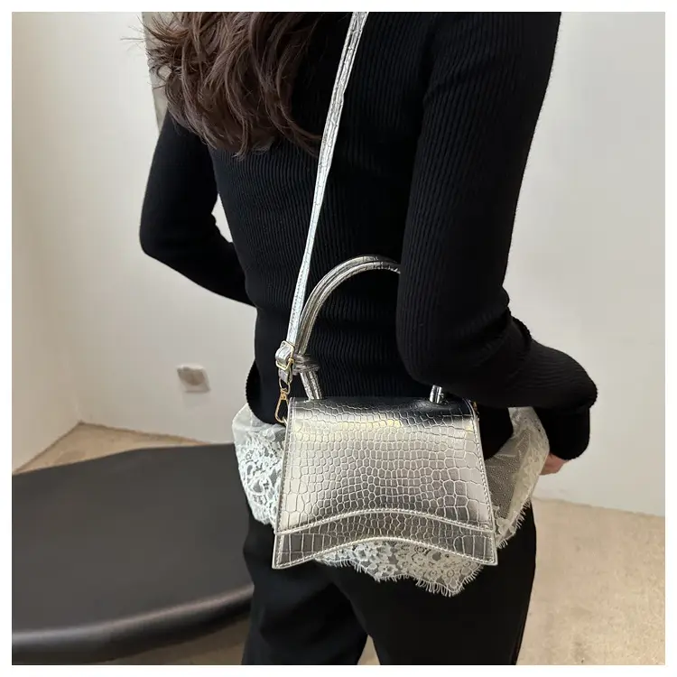 White Croc Quilted Shoulder Bag for Women - Image 7