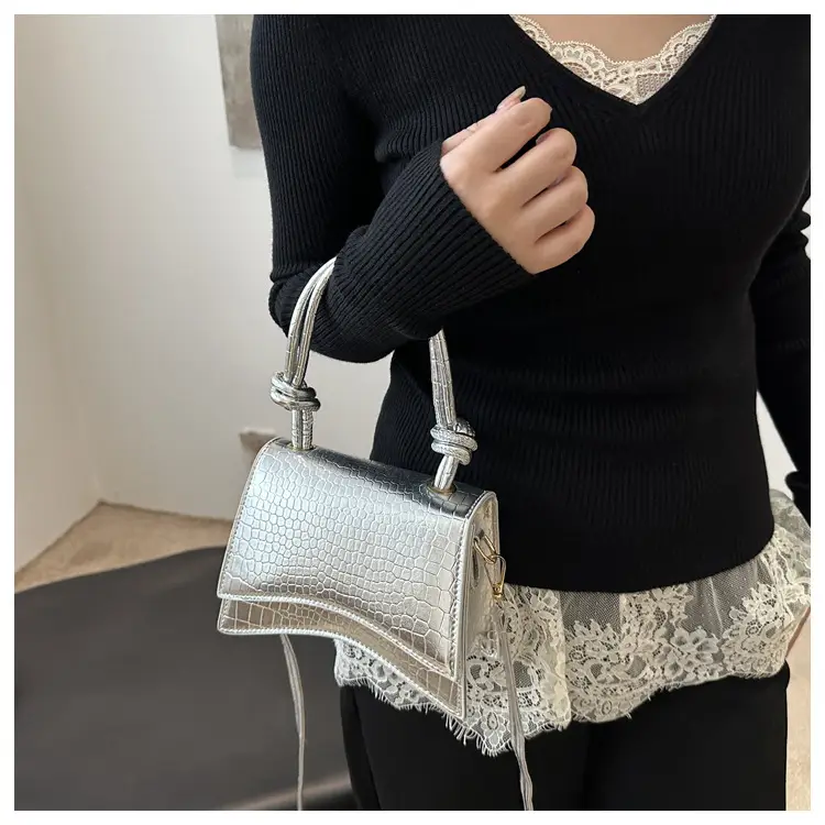 White Croc Quilted Shoulder Bag for Women — feature 10
