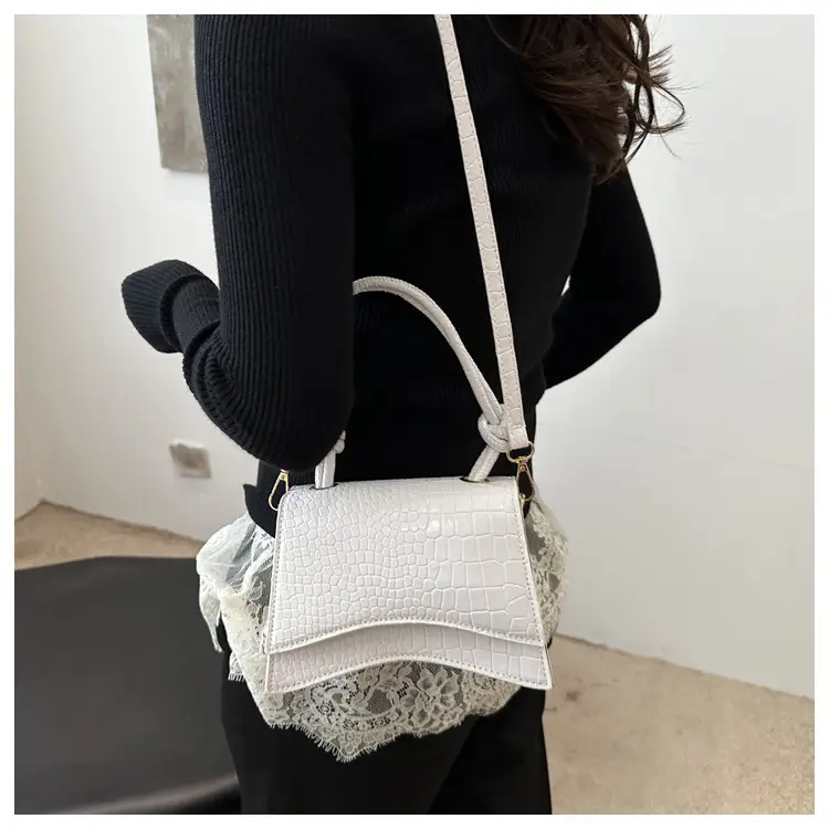 White Croc Quilted Shoulder Bag for Women — feature 13