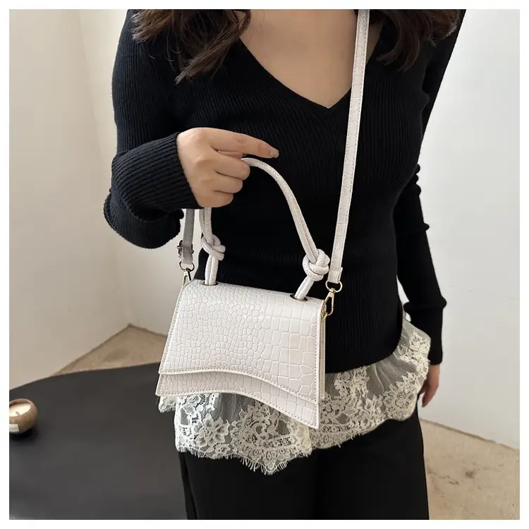 White Croc Quilted Shoulder Bag for Women — feature 15
