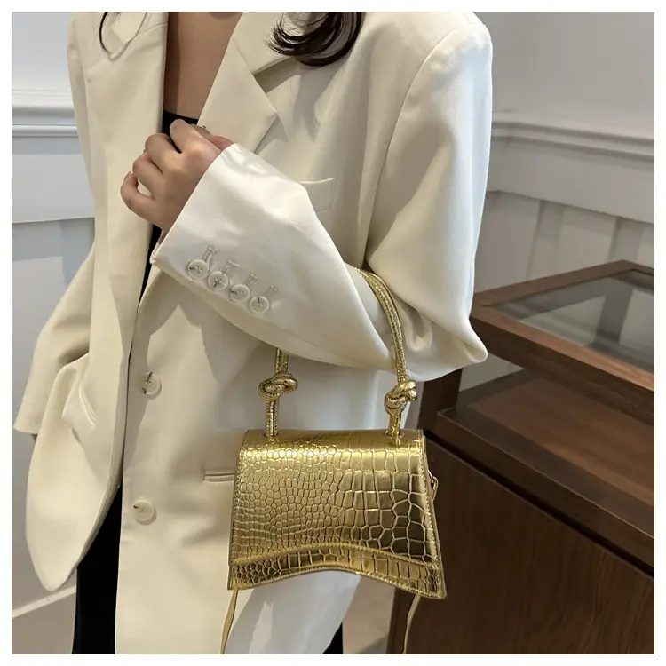 White Croc Quilted Shoulder Bag for Women — feature 16