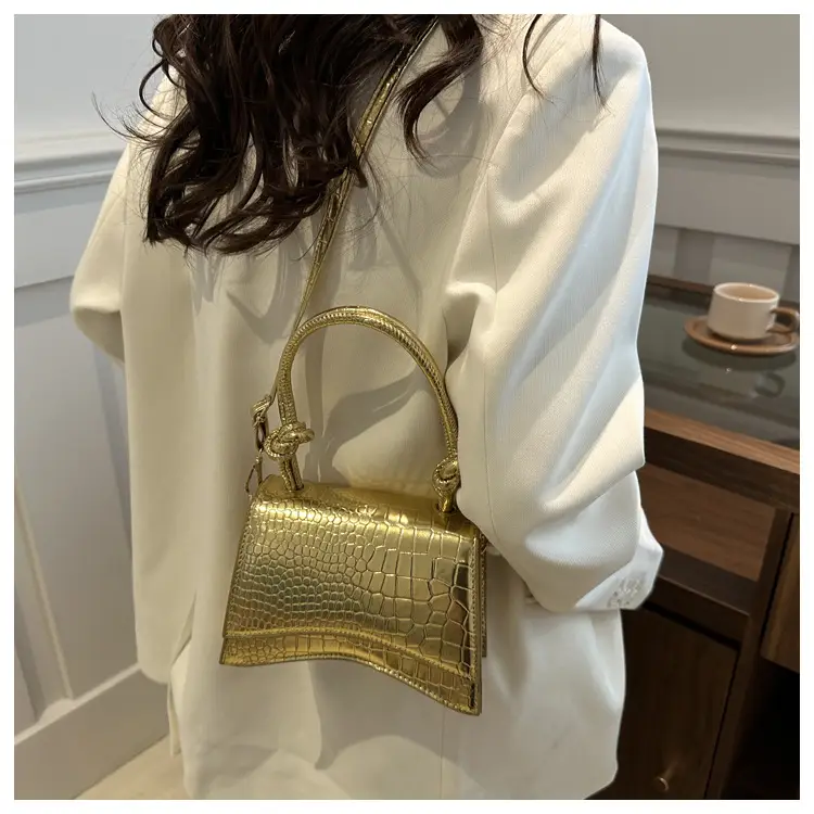 White Croc Quilted Shoulder Bag for Women — feature 17