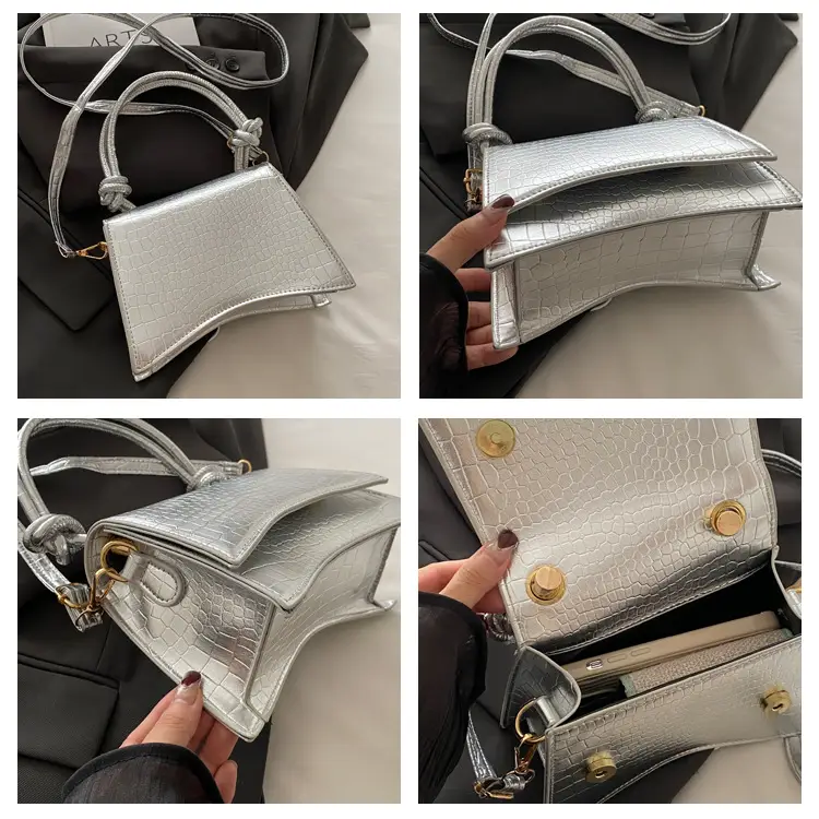 White Croc Quilted Shoulder Bag for Women — feature 9