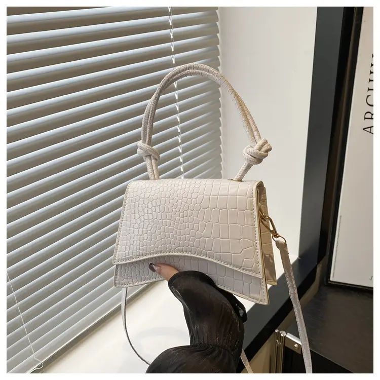 White Croc Quilted Shoulder Bag for Women - Image 2