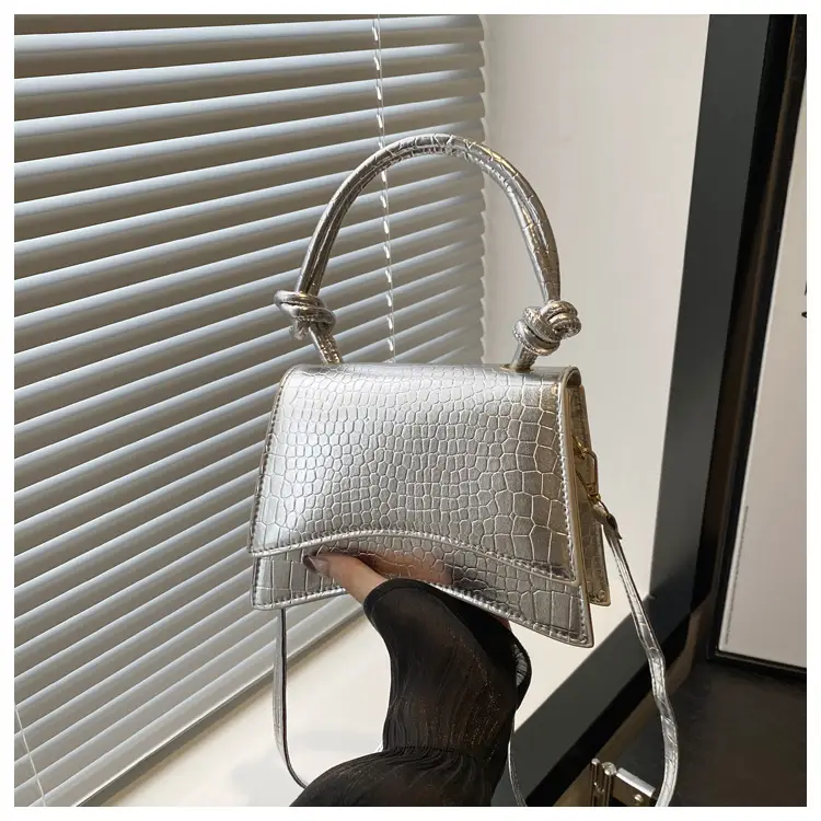 White Croc Quilted Shoulder Bag for Women - Image 4