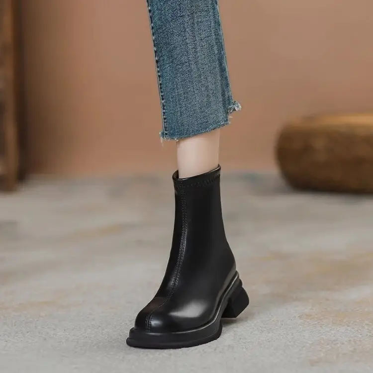 Brown Fleece Lined Ankle Boots for Women 2024 - Image 6