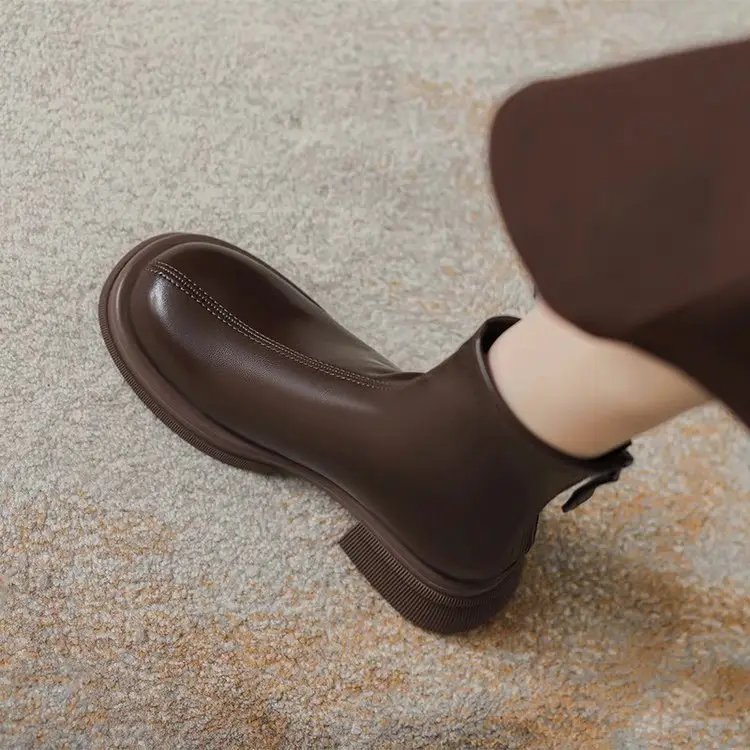 Brown Fleece Lined Ankle Boots for Women 2024 - Image 7