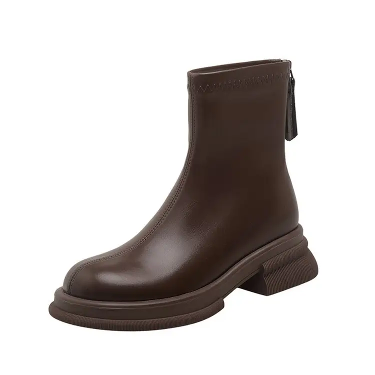 Brown Fleece Lined Ankle Boots for Women 2024 - Image 2