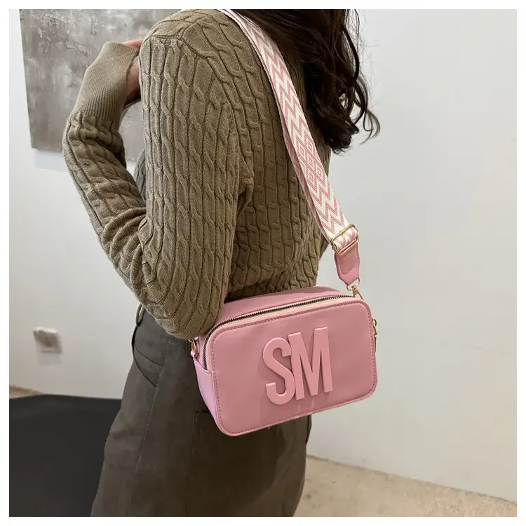 Women's Letter Print Crossbody Bag Brown Small