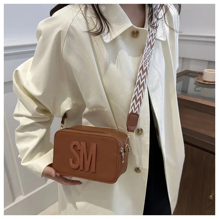 Women's Letter Print Crossbody Bag Brown Small — feature 16