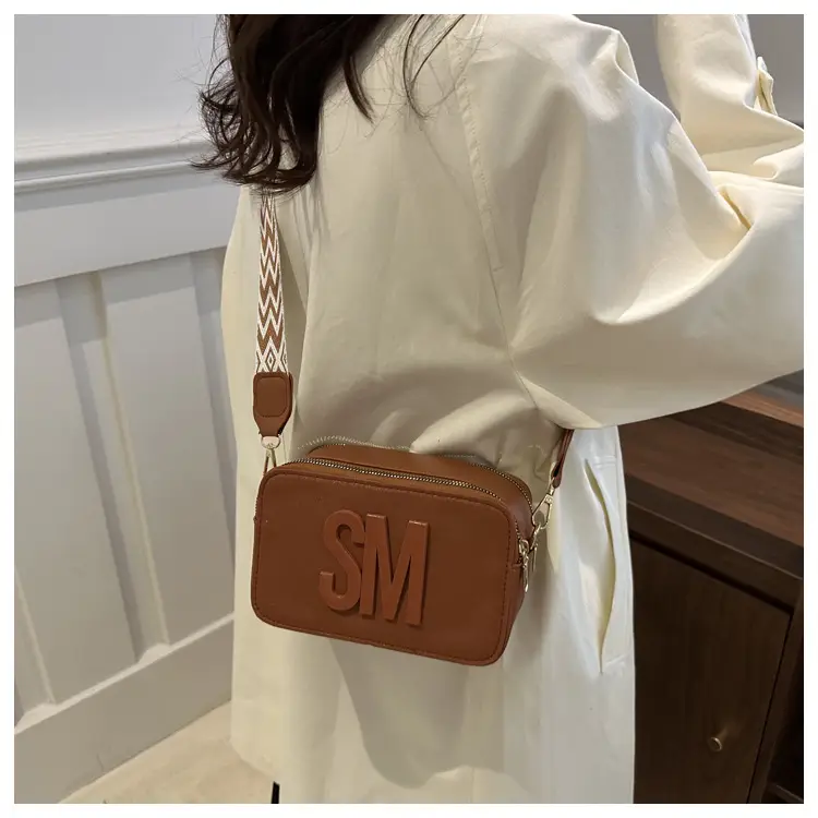 Women's Letter Print Crossbody Bag Brown Small — feature 17