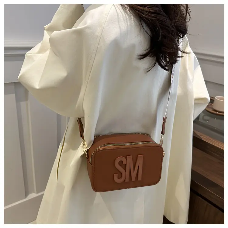 Women's Letter Print Crossbody Bag Brown Small — feature 18