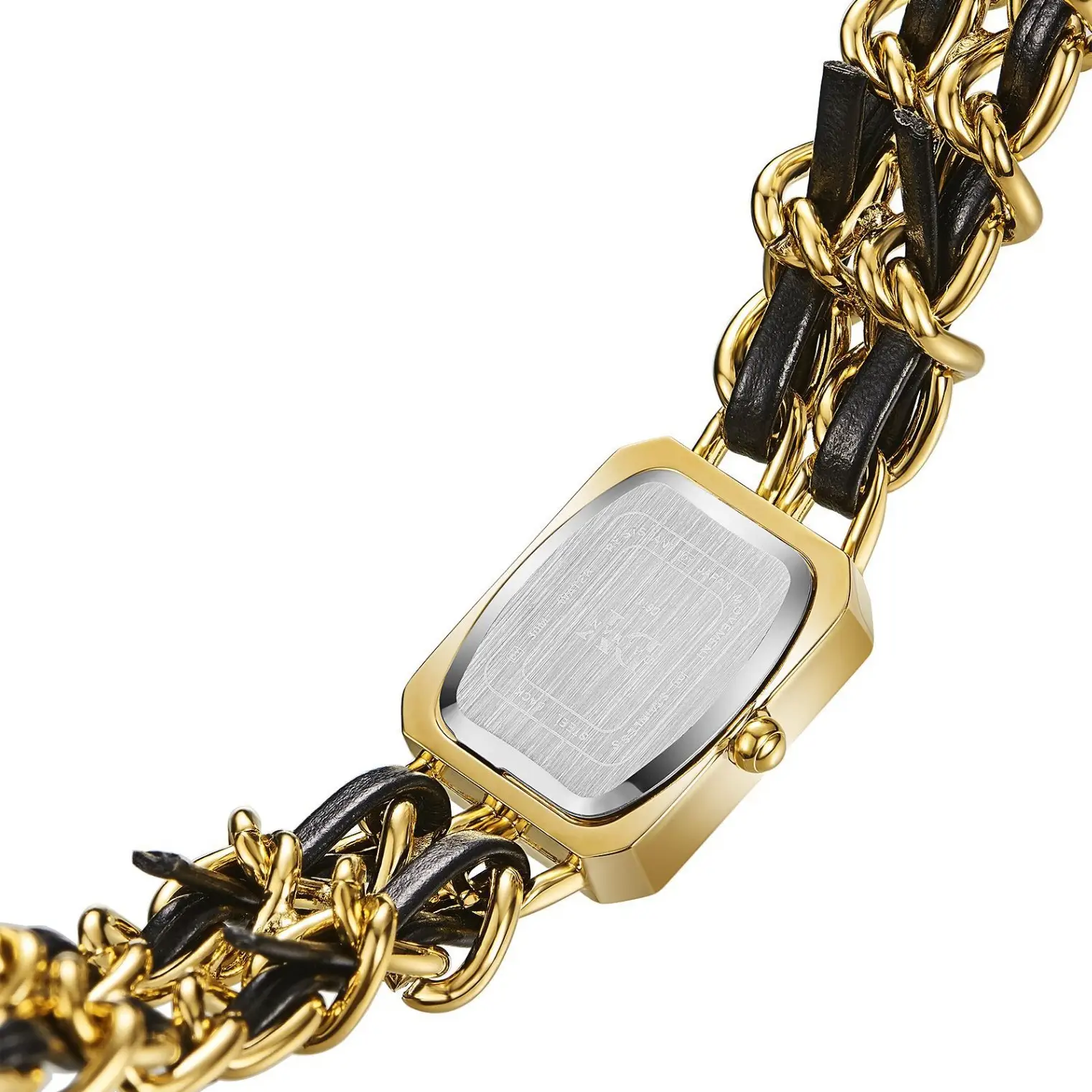Women's Golden Black Woven Chain Watch with Quartz Movement - Image 3