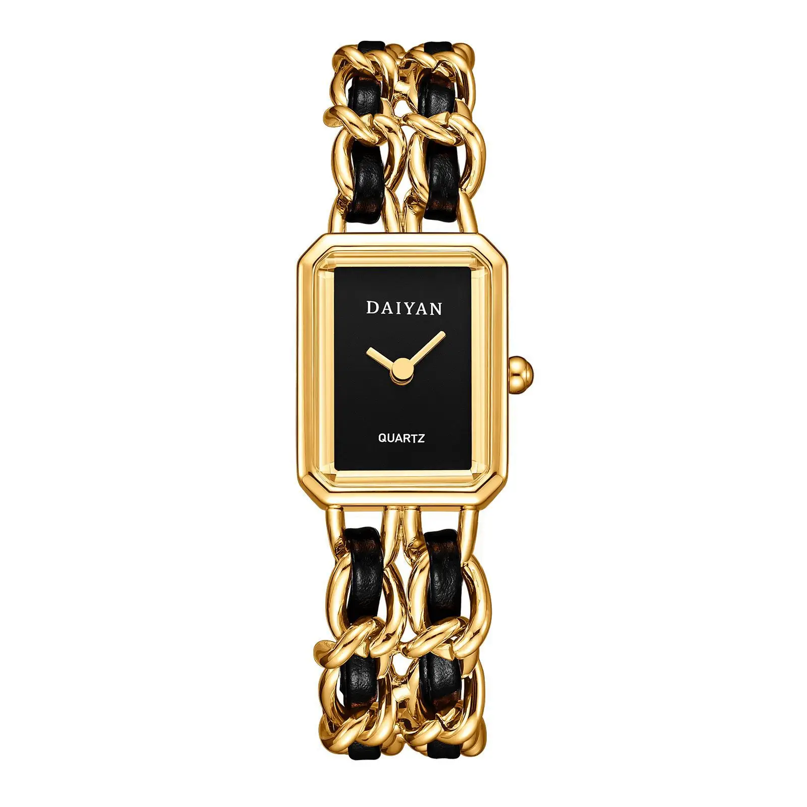 Women's Golden Black Woven Chain Watch with Quartz Movement — feature 2