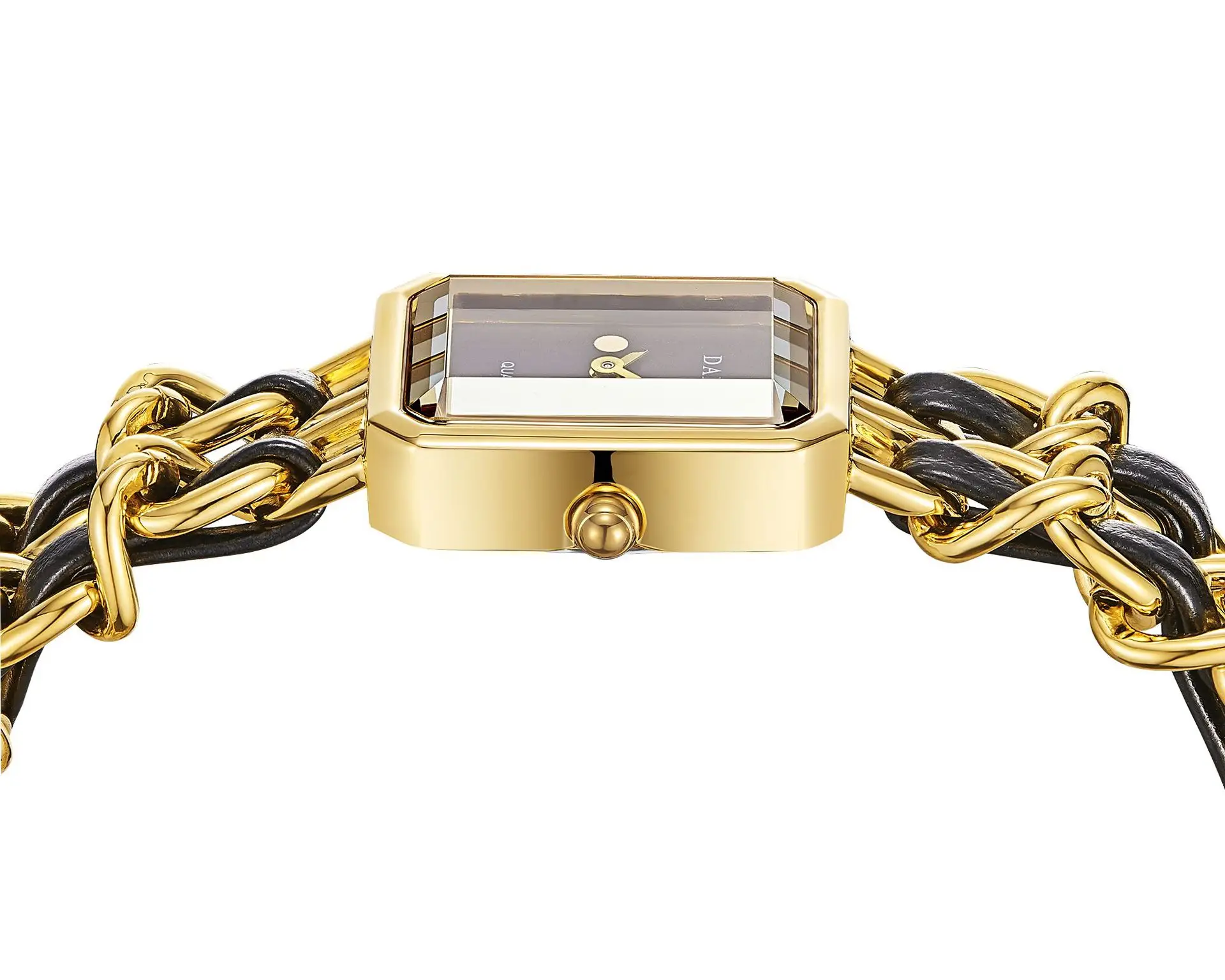 Women's Golden Black Woven Chain Watch with Quartz Movement — feature 3