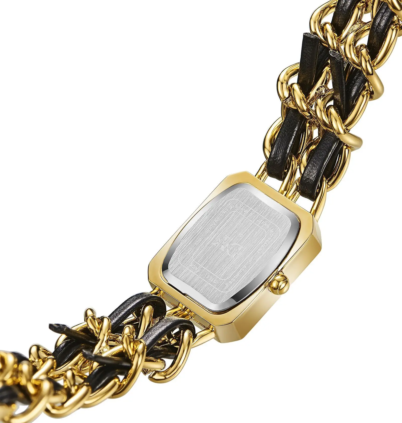 Women's Golden Black Woven Chain Watch with Quartz Movement — feature 5