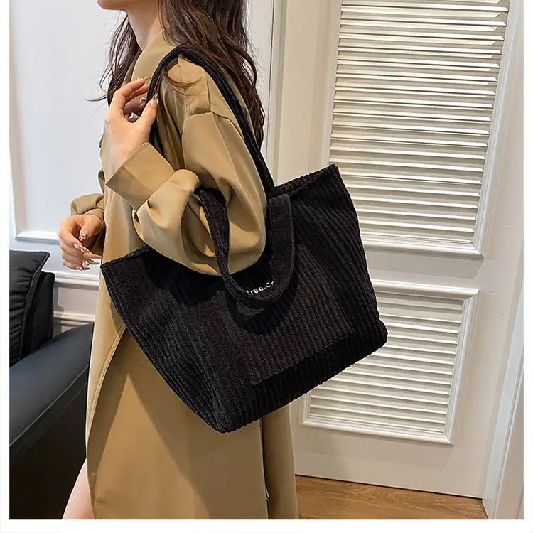 Black Velvet Tote Bag for Women 2024 - Image 6