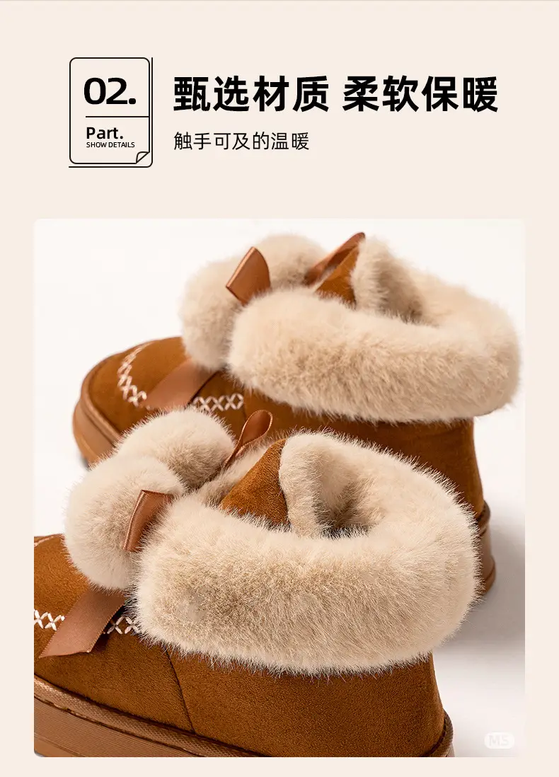Women's Cotton Slippers with Bag Heel Winter 2024 New Indoor Home Warm Cotton Shoes Plush High-top Outer Wear Snow Boots — feature 15
