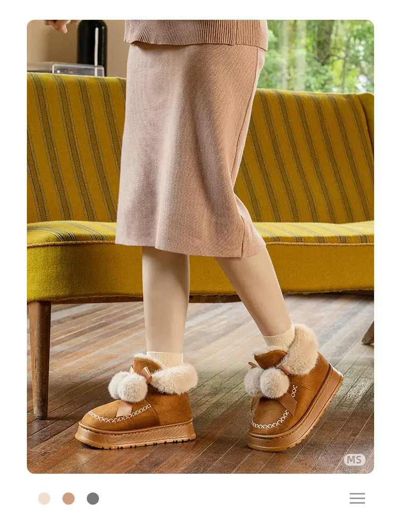 Women's Cotton Slippers with Bag Heel Winter 2024 New Indoor Home Warm Cotton Shoes Plush High-top Outer Wear Snow Boots — feature 3