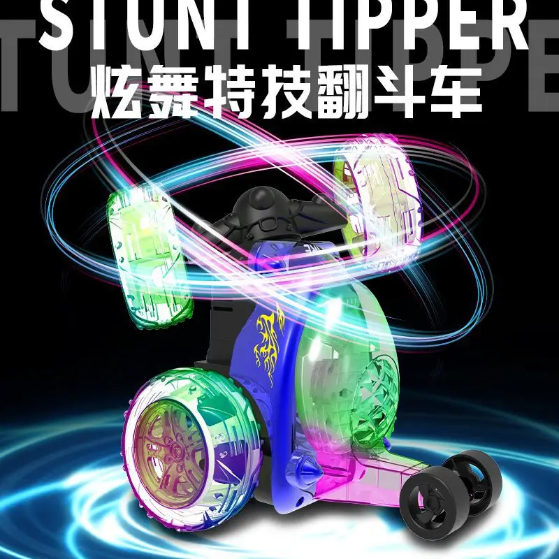 Remote control car stunt rollover car toy cool light music twist car remote control deformation car children's toys wholesale