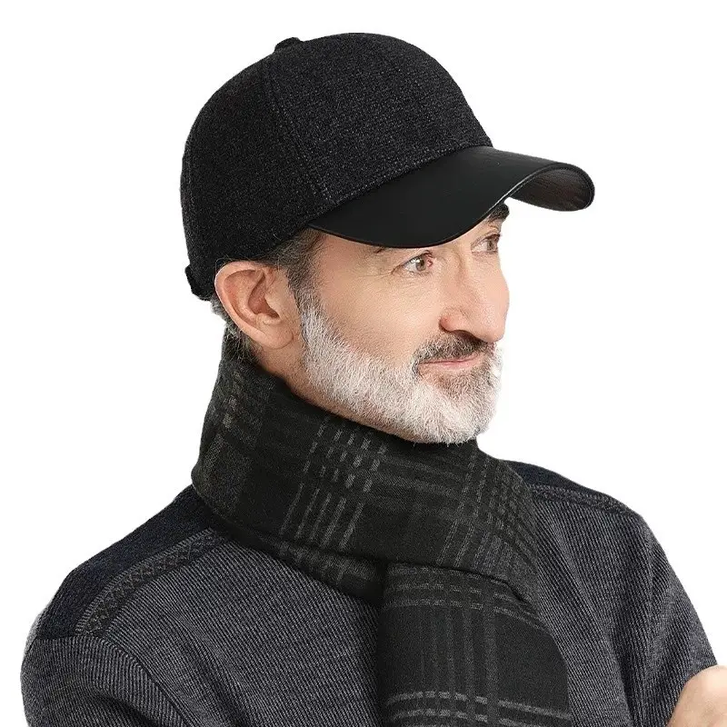 Winter Warm PU Leather Hat for Men Elderly Dad - Image 7