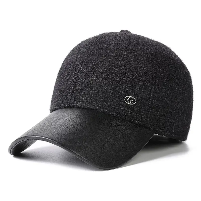 Winter Warm PU Leather Hat for Men Elderly Dad - Image 2