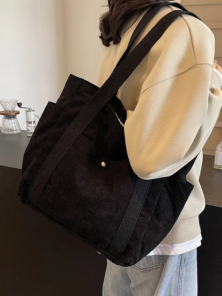 Large Capacity Corduroy Shoulder Bag Brown 2024 - Image 9