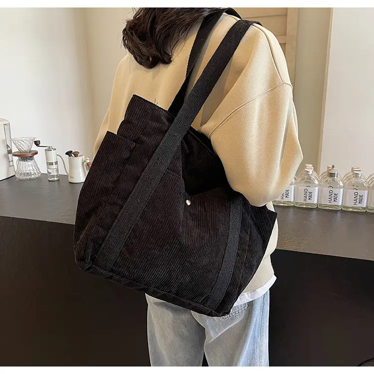 Large Capacity Corduroy Shoulder Bag Brown 2024 — feature 19