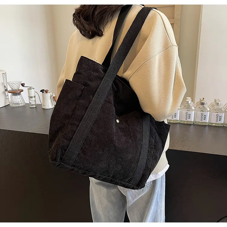 Large Capacity Corduroy Shoulder Bag Brown 2024 — feature 20