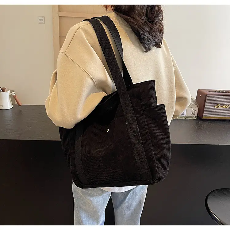 Large Capacity Corduroy Shoulder Bag Brown 2024 — feature 21