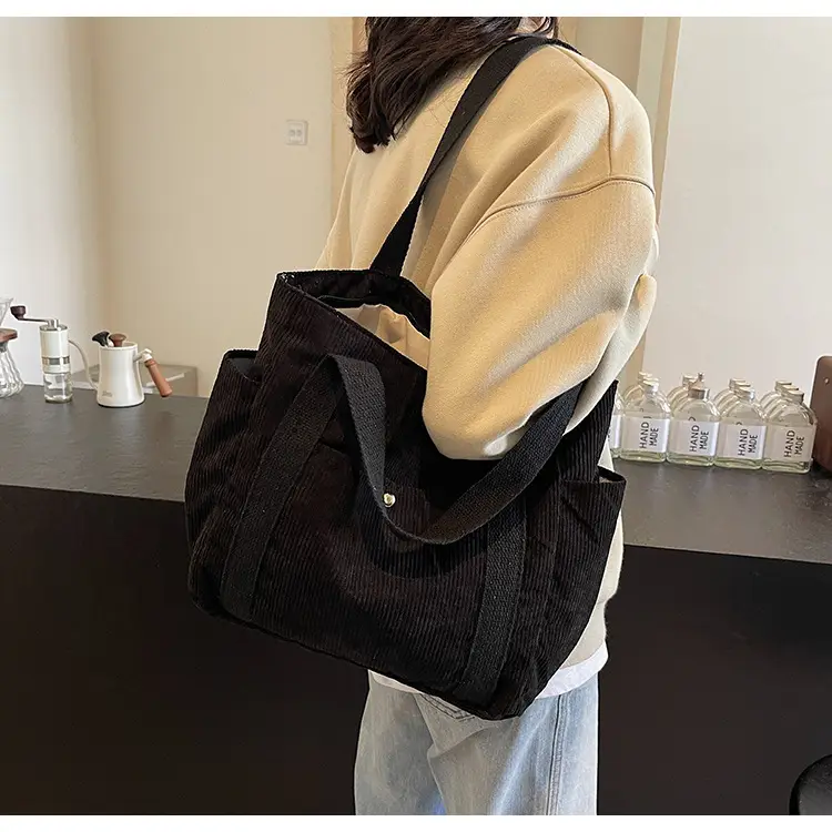 Large Capacity Corduroy Shoulder Bag Brown 2024 — feature 23