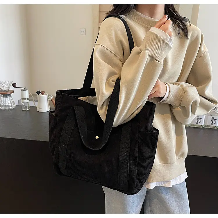 Large Capacity Corduroy Shoulder Bag Brown 2024 — feature 25