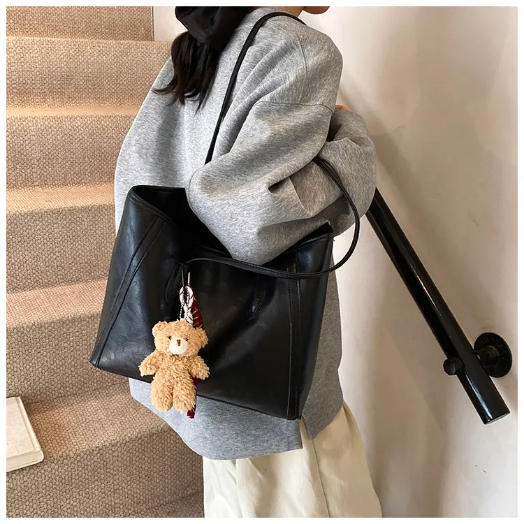 Women's Brown Embossed Tote Bag Large Capacity Shoulder Handbag — feature 8